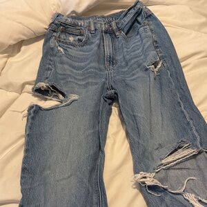 American Eagle Outfitters Medium Blue Ripped Straight Leg Jeans